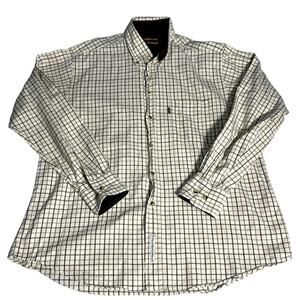 Barbour Light Tattersalls Plaid Brown Button Down Shirt Mens Size Large